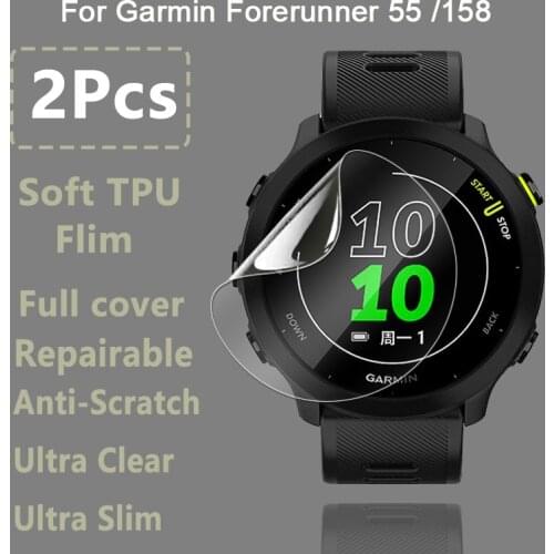 2Pcs For Garmin Forerunner 55 158 SmartWatch Clear Soft Hydrogel Repairable Protective Film Screen Protector -Not Tempered Glass