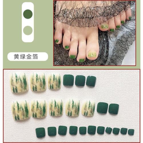 24pcs Beauty Chic Toenails False Toenails Matte Short Square Full Cover Toenails French Fake Nails Foot Fake Nail Salon