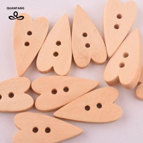 QUANFANG 30pcs 2 hole wooden button water drop/love heart pattern DIY scraping quilting sewing/decorative crafts home decoration