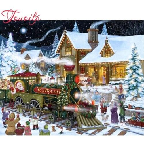 3D DIY round Full Diamond Embroidery icon Christmas train diamond painting Cross Stitch kits pattern Rhinestones painting art