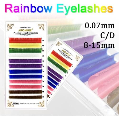 Abonnie 8 Colors Rainbow Eyelashes Colorful Lashes Mink Lashes Premium Individual E.yelash Fake Eyelashes Russian Eyelash Cilios