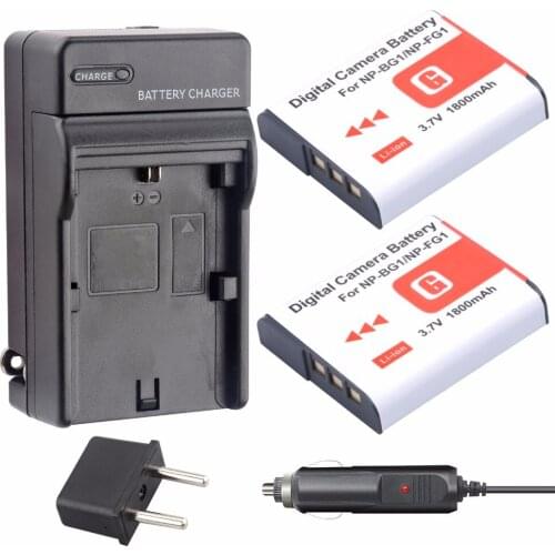 2pcs NP-BG1 BG1 Battery + charger For SONY DSC W130 W210 W220 W300 H10 H50 H70 W290 HX7 HX10 HX30 WX10 H55 HX9 T20 T100 W55