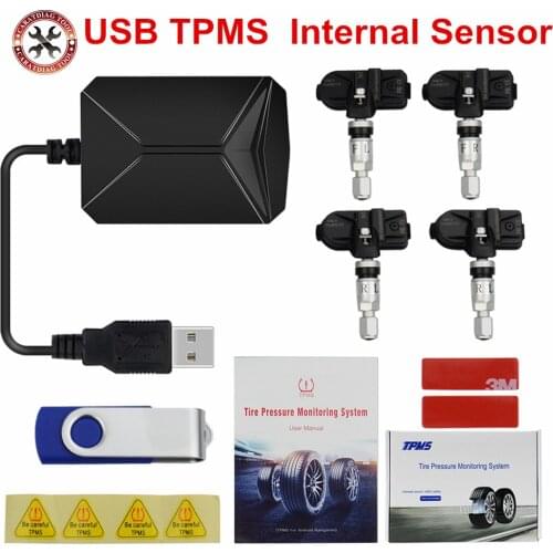 Auto Universal TPMS Car Tire Pressure Monitoring System TPMS LCD Display with 4 Internal Sensors USB Charger For all Cars