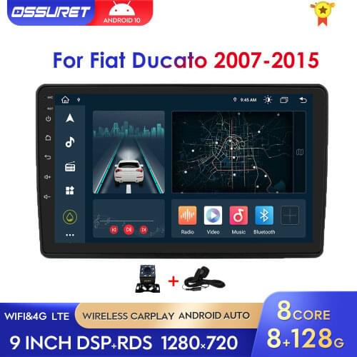 Quad Core CarPlay autoradio Android10 Car Dvd media Player FOR FIAT 500 Radio Multimedia Buit in DPS CAR GPS NAVIGATION wifi 4g