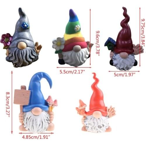B0KB Garden Gnome Statue Rainbow Flower Swedish Tomte Yard Decoration Front Porch Dwarf Elf Figurines Ornaments