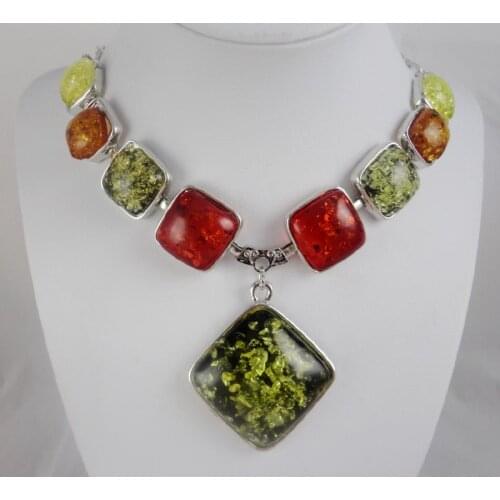 Free shipping Fashion Precious Modernist TEARDROP GOLDEN HONEY PRESSED AMBERS NECKLACE jewellery making C53