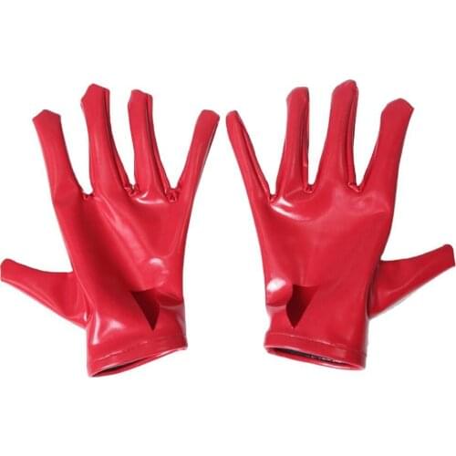 Glitter PU Leather Gloves Shiny Short Maid Glove Punk Hip-pop Jazz Club Wear Cosplay Costumes Club Lady DS Mirror Side A Mitten