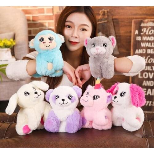 Cute cartoon animal bracelet plush toy doll Unicorn Shiba Inu monkey Persian cat doll Childrens holiday gift Home Decor Pillow