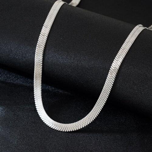 Hot fine 925 Sterling Silver 4MM Blade chain Necklace for Women Luxury Couple Fine Jewelry wedding gift choker Clavicle Necklace