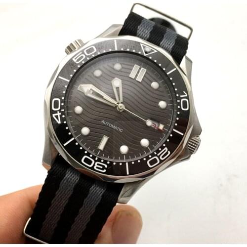 Watch gray aseptic dial hippocampus 300 series automatic mechanical watch mens watch nylon casual strap