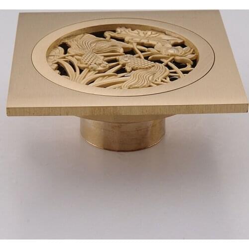T Type/U Type Small Goldfish Pattern Deodorant Floor Drain Filter, Shower Room Brass Floor Drains Strain Covers High-Quality