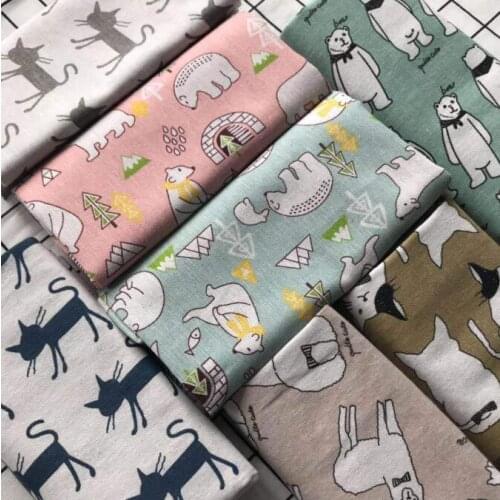Cartoon Animal Printed Cotton Linen Fabric Telas Sewing Canvas Fabric DIY Quilting Crafts Textile Curtain Tablecloth Material