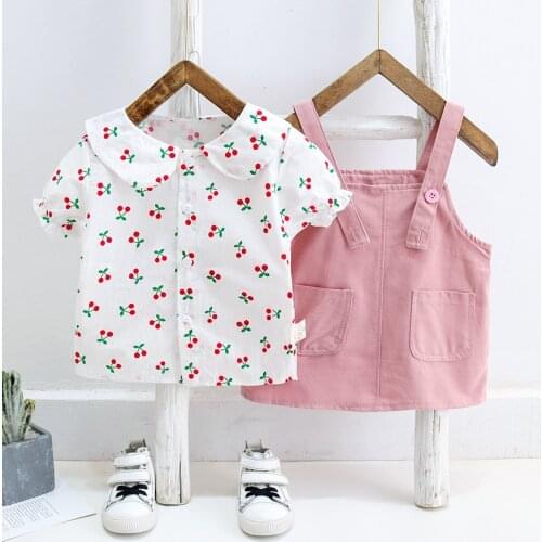 Summer Baby Girls Clothes Kids Cherry T Shirt+ Shorts Clothing Sets Children Fashion Infant Toddler Casual Cotton Tracksuits