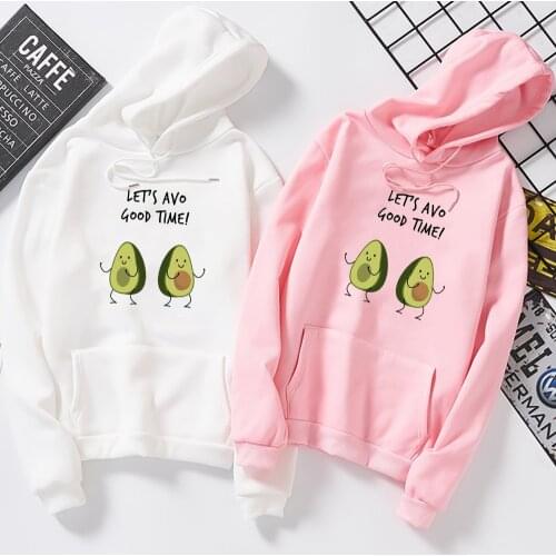 Kawaii Avocado Good Time Graphics Print Winter Fleece Women Hoodies Sweatshirt Fashion Drawstring Streetwear Feminine Itself