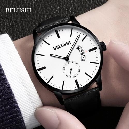 Mens Watches Top Brand Luxury BELUSHI Men Quartz Watch Small Second Dial Waterproof Wristwatch For Male Clocks Gifts Relojes #a