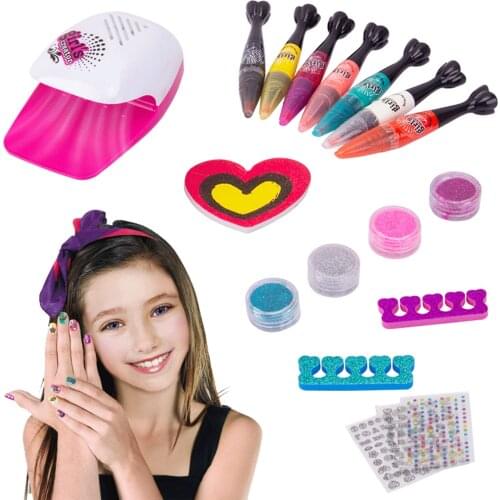 Girls Nail Art Kit For ManicureGel Nail Polish Set Kit Soak Off Gel Varnish For Nail Art Set Dryer Machine Tool Gift For Kids