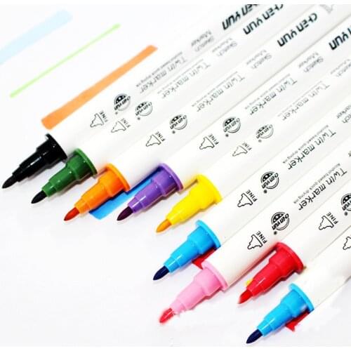 Childrens Double Headed Marker Set Students Hand-painted Multicolor Oily Note Number Watercolor Pen 12 / 24 / 36 / 48 Color