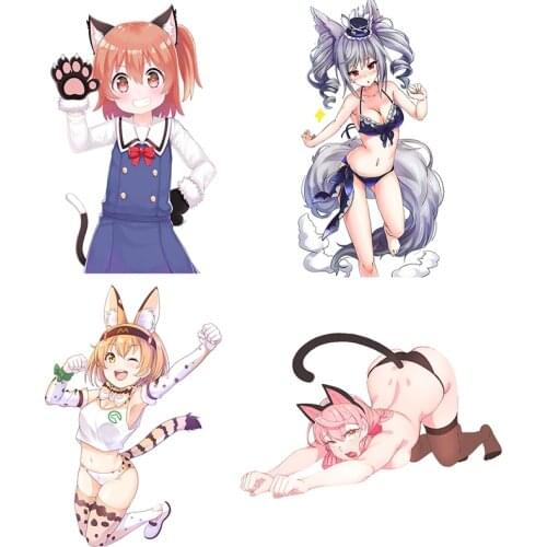 Three Ratels CDM257 Lovely animal ears girls wall stickers home decoration anime car hood sticker laptop decal