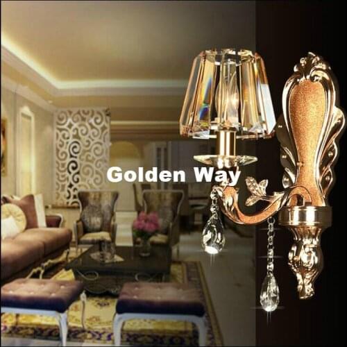 Modern European Alloy 1 Arm and 2 Arms Clear Crystal Bedroom Wall Lamp Crystal Sconce K9 Crystal Wall Sconce AC 100% Guaranteed