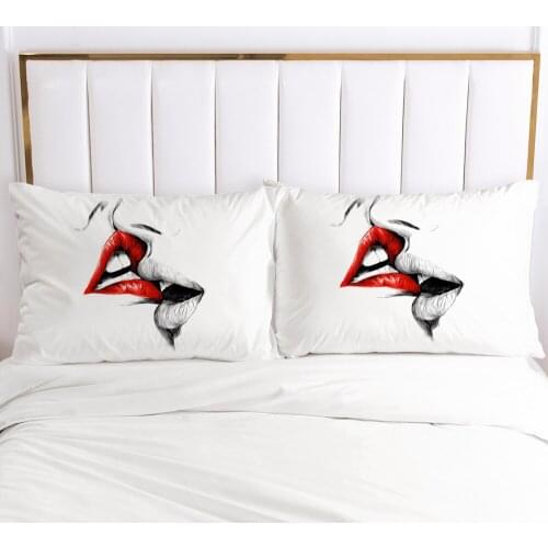 PillowCase Bedding 2PCS Pillow Cases For Bedroom,Home Decoration 50x70cm 50x75cm Pillow Cover Customize Size Two Kiss