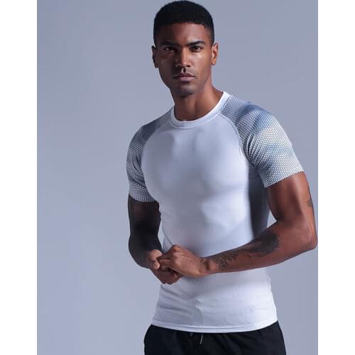 New compression mens slim t-shirts gyms fitness weightlifting t shirt male summer casual jogger workout t tops brand clothing