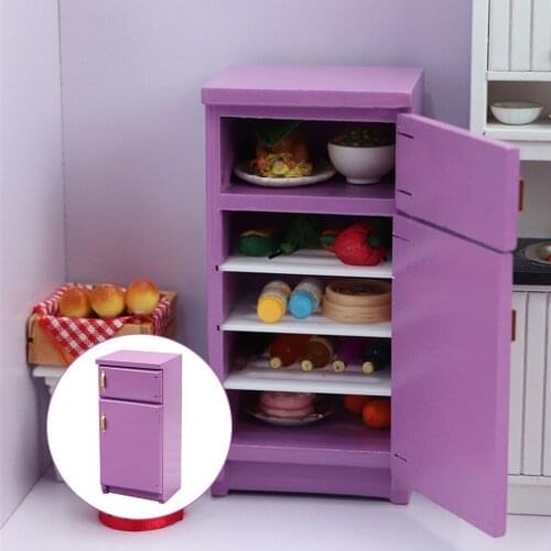 New 1/12 Dollhouse Miniature Wood Fridge Refrigerator Freezer Doll House Decors Model