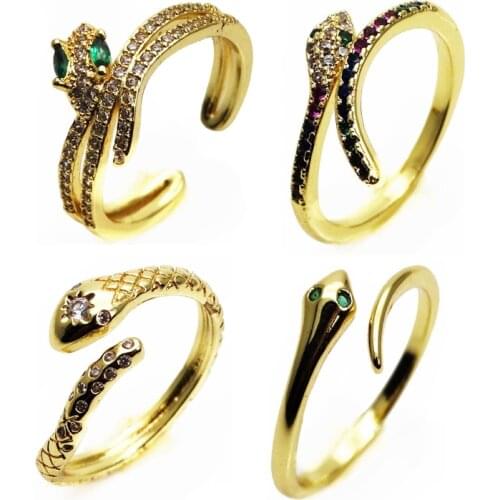 Opening adjustable ring fashion Small snake rings Copper micro Zircon ring glasses snakes Chain Rings for women Jewelry Gift