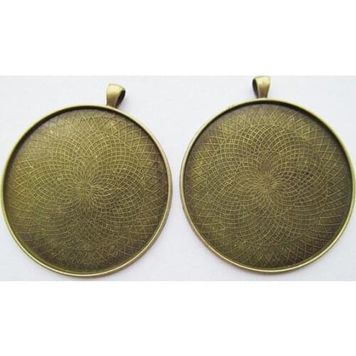 3pcs Antique Silver/Antique Bronze Round Frame Base Bezel Setting Tray Pendant Charm/Finding,fit 50mm Cabochon/Cameo/Picture