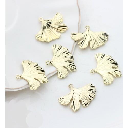 Golden Zinc Alloy Ginkgo Biloba Leaves Charms Pendant 6pcs/lot For DIY Fashion Earrings Jewelry Making Accessories