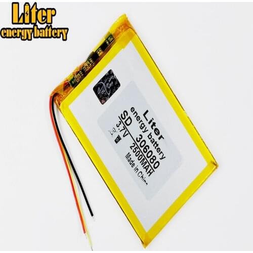 Polymer lithium battery 306080 2500 mah love landing PDA smart tablet computer 3.7 v polymer 3 line