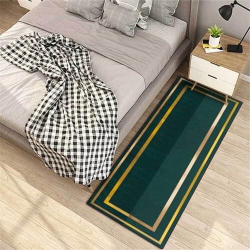 Luxury Green Golden Frame Bedside Rug Nordic Carpet Kitchen Doormat Combination Mat Strip Carpet For Bedroom Balcony Area Rug