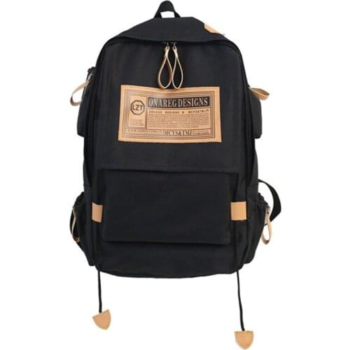 New Large Capacity Casual School Bags Fashion Canvas Backpack Women Shoulder Bag For Teenager Girls Boys Black Travel Rucksack