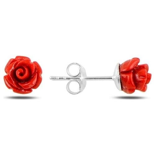 Silver 925 Sterling Rose Figured Earrings