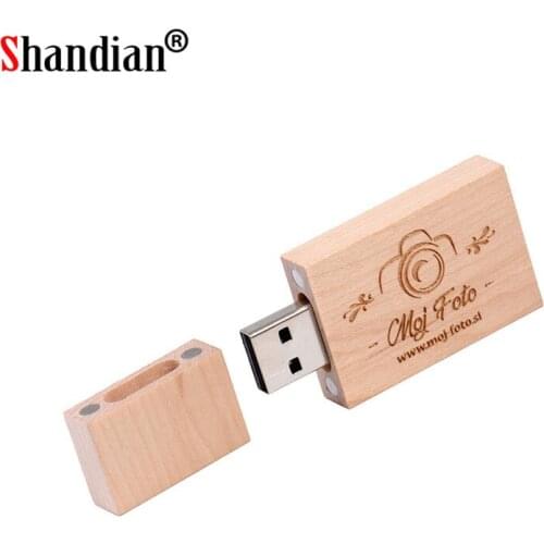 SHANDIAN Wooden little square block USB + BOX Flash Drive USB 2.0 64GB 32GB 16GB 4GB photography wedding gifts free custom logo
