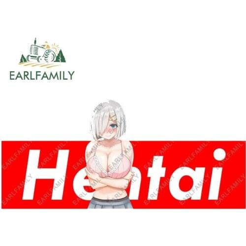 EARLFAMILY 13cm x 5.8cm for Hentai Sexy Anime Car Stickers Motorcycle Car Accessoires Decal Caravan RV JDM Vinyl Material Decor