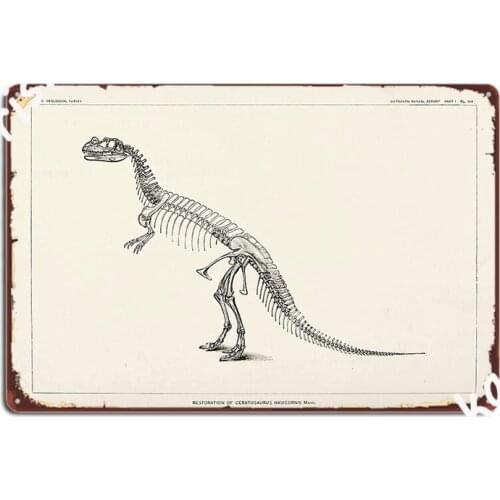 Vintage Dinosaur Print Ceratosaurus Nasicornis Metal Sign Vintage Poster Club Bar Cinema Kitchen Tin Sign Posters