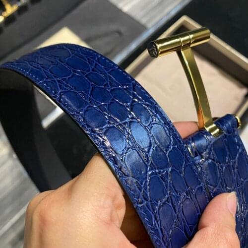 High qaulity 2021 four seasons genuine leather men belts T straps patent Classic Vintage belts