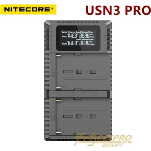 Nitecore USN3 Pro Dual Slot USB QC Charger For Sony NP-FM500H NP-F550 NP-F970 NP-F770 NP-F730 NP-F750 F550 F970 Camera Battery