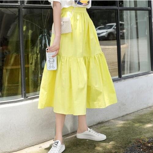 2020 brand plus size Korean Elegant High Waist Long cotton skirts,M- 6XL 7XL big size Autunm vintage skirts,sweet party skirts