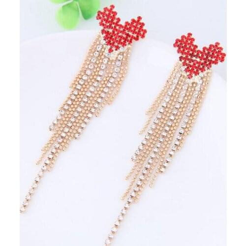 ZA 2018 Fashion Stud earrings for Women Long tassel heart Charms Jewelry Pendant Metal Wedding Party Geometric Earring Brincos