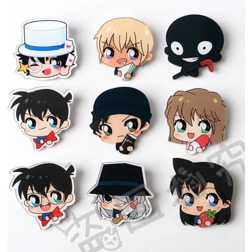 1pcs Detective Conan head Cartoon Badge Icons on The Pin Acrylic Badges Badges for Clothing Pokemon Brooches Jewelry Gift