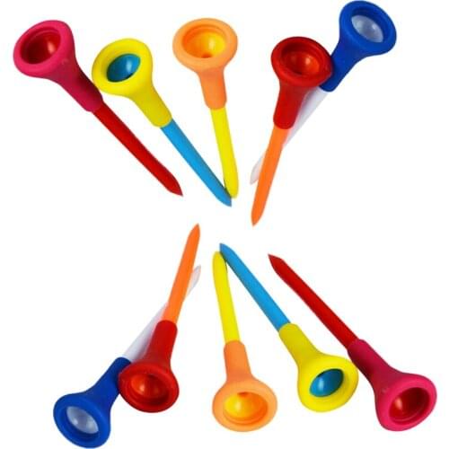 10 Pieces/Set Durable 83mm Rubber Cushion Top Golf Tees Random Color