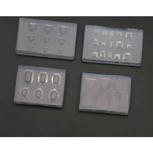 12Pcs Mini Faceted Diamond Crystal Resin Mold Oval Round Gemstone Nail Art Molds A0NF