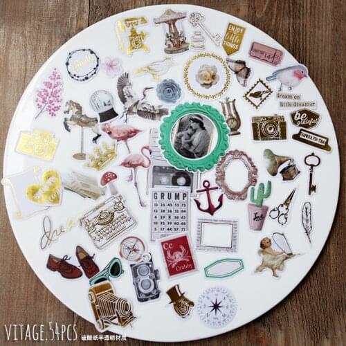 KSCRAFT 54pcs Vintage Style Vellum Paper Stickers for Scrapbooking Happy Planner/Card Making/Journaling Project