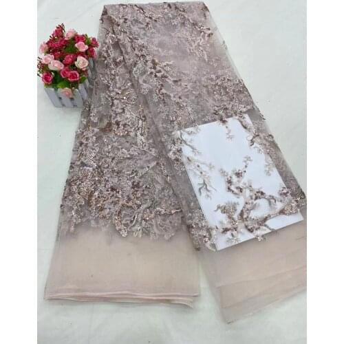 African French Tulle Lace Fabric 5 Yards High Quality SYJ-3886816 with sequins Bridal Lace Fabric