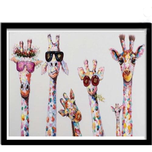 Full Square Round Drill 5D DIY Diamond Painting Giraffes Family Diamond Embroidery Cross Stitch Wedding Decoration Gifts