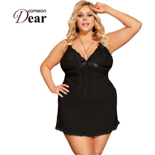 Comeondear Sexy Nightdress Women Nightwear Cotton Summer High Quality Hot Sale Sets Ladies Plus Size Solid Night Gown RA80731