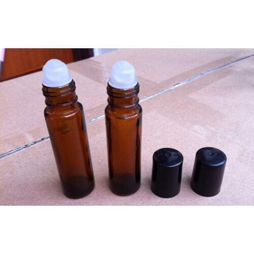 Hot sale 20 x 10ml Roll on perfume bottle, 10 ml amber essential oil roll on bottle, small glass roller container