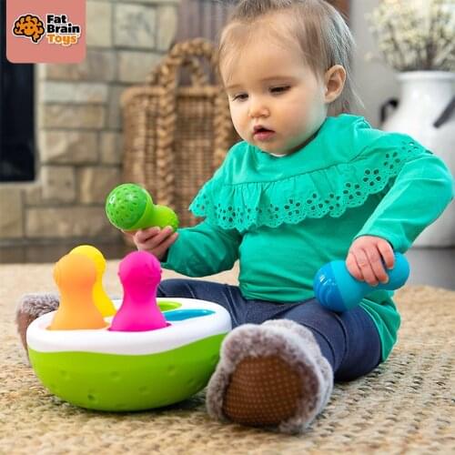 Fat Brain Toys Interactive Tumbler Game Spinny Pins Educational Baby Toddler Stacking Toys for Children 1 to 3 Years Old