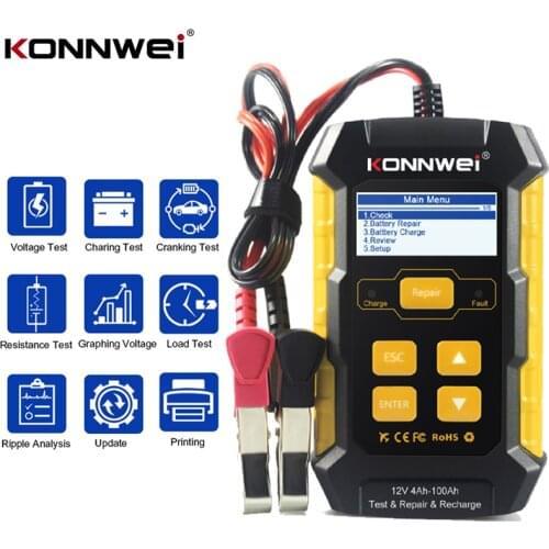 2021 Car Battery Tester KW510 12V for Car 100-2000CCA Battery System Analyzer Quick Cranking Charging Circut Load Tester Tools
